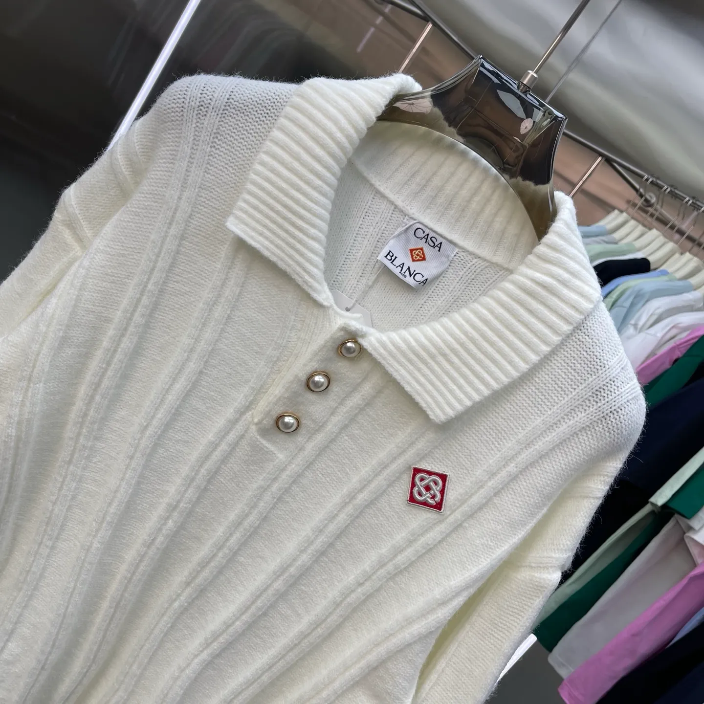 CASABLANCA Casablanca sweater long-sleeved lapel polo. Original development. Comfortable upper body. Imported equipment. Original high-density embroidered seal. Factory OEM for domestic first-line brands. Impeccable workmanship. Sizes: S M L XL
